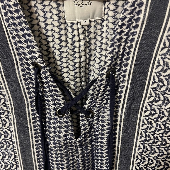Rails x Anthropologie Lily Sapphire Jacquard Blue Baja Top Medium - Picture 6 of 8